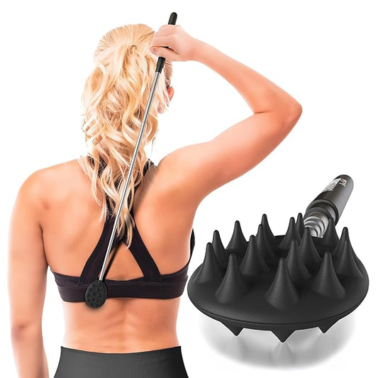 Cactus Scratcher Extendable Stick Back Scratcher - Extends 25" Long Double Sided Retractable Scratching Tool for Hand, Neck, Head, and Body - Universal Gift for Family, Pets, and Friends, Black