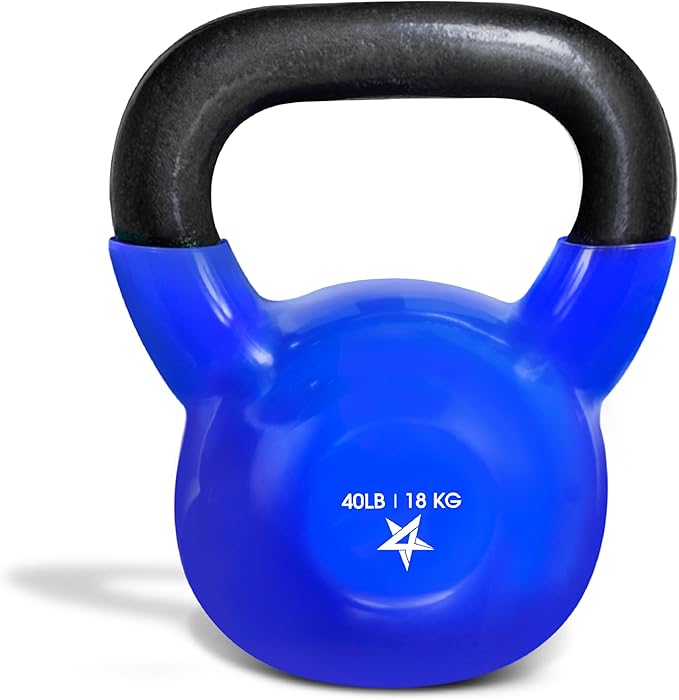 Yes4All Kettlebell, 5-100 LB Vinyl Coated Cast Iron Strength Training Kettlebells for Home Gym Exercises, Fitness, Full Body Workout Equipment, Push Ups, and Grip Strength