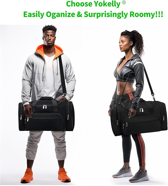 Gym Bag 22 inch Sport Duffle Bag for Men - 55L Weekender Duffel Bag for Travel - Black
