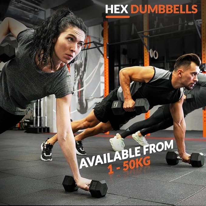 Ritafer 6-10 Pair Hex Rubber Dumbbell Set 350/450 and 550 lbs（5-50 lbs ）Hand Free Weight for Strength Coated Encased Iron Weights with Dumbbells Storage Rack Home Gym