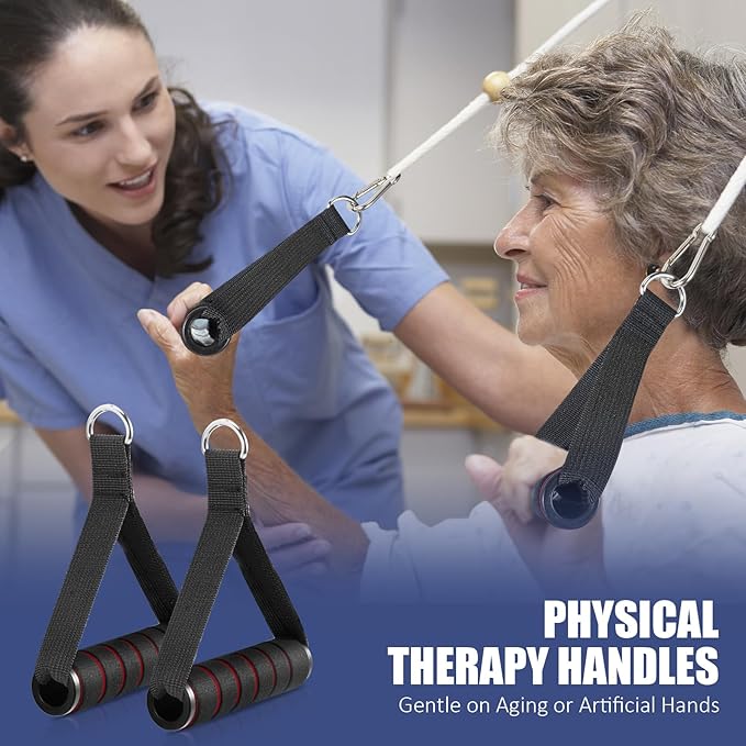 2 Pack Upgraded Exercise Handles, Gym Handle Equipment for Cable Machine Attachments, Strength Training Workout, Pilates, Home Gym, Resistance Bands, Heavy Duty Workout Accessories