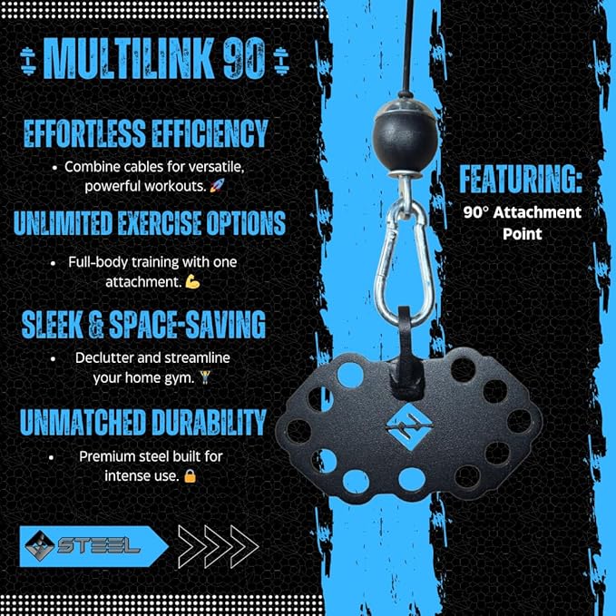 F&F STEEL Multi-Link - Cable Machine Attachment for Pulley Systems - Combine Multiple Cables in One