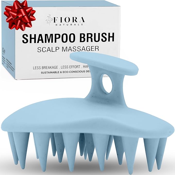 Fiora Naturals Scalp Massager Shampoo Brush - Silicon Scalp Scrubber & Exfoliator for Dandruff Removal and Hair Growth, Scalp Brush for Wet & Dry Hair, Shampoo Brush for Men, Women, Kids - BPA Free