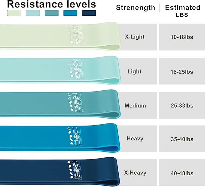 Resistance Loop Exercise Bands, Resistance Bands Exercise Bands for Home Fitness, Stretching, Strength Training, Physical Therapy,Elastic Workout Bands for Women Men Kids, Set of 5