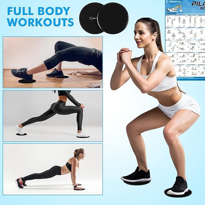 Pilates Ring Set with Resistance Bands Set, Pilates Ball, Sliding Disks – Workout Equipment Home Gym Includes Complete Fitness Poster