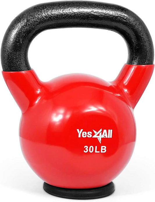 Yes4All Kettlebells Rubber Base, Kettlebell Set for Women, Strength Training Kettlebells Weights (10-65 lbs)