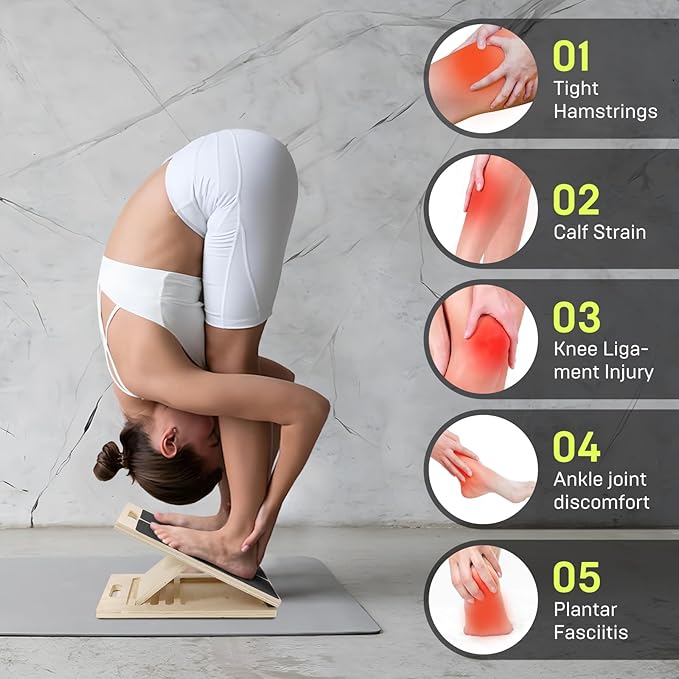 3rd Gen Adjustable Slant Board for Calf Stretching & Squat Wedge – Non-Slip Physical Therapy Equipment, Portable Rehab Stretching Board for Flexibility, Recovery & Strength Training