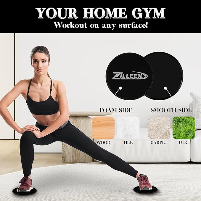 ZILLEEN Exercise Sliders for Working Out Fitness Discs for Pilates Women Men, 2 Pack