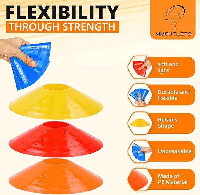 75/50/25 Pack, Pro-Grade Soccer Training Cones Set, Durable Agility Soccer Cones with Carry Bag & Strap Holder Ideal for Sports Training, Football, Soccer, Basketball- Trusted by Coaches & Athletes