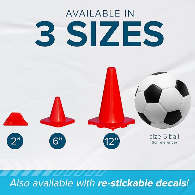 LVL10 Pro Training Cones - 2" Mini Soccer Cones for Sports Training - for Basketball, Football, Basketball and Agility Drills - Soccer Field Markers That Won't Crack, Slide or Fly