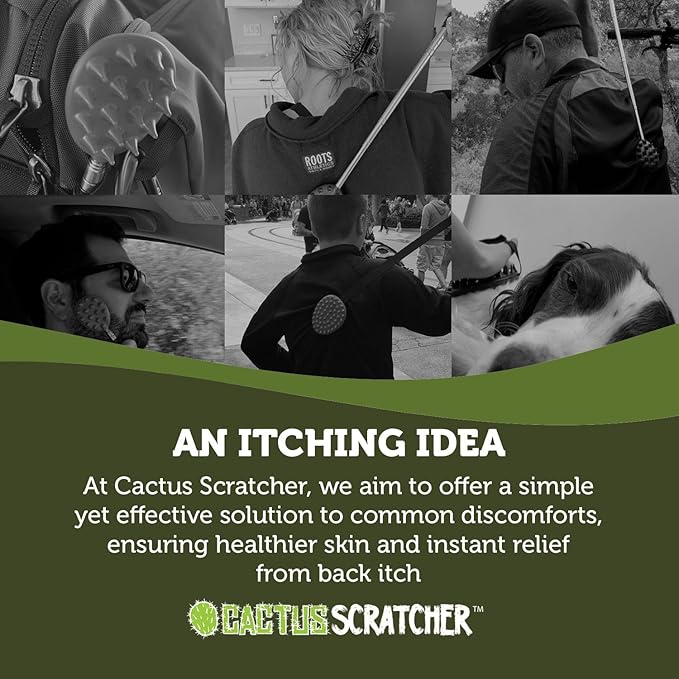 Cactus Scratcher Extendable Big Stick Back Scratcher - Extends 29" Long Double Sided Retractable Scratching Tool for Hand, Neck, Head, and Body - Universal Gift for Family, Pets, and Friends, Green