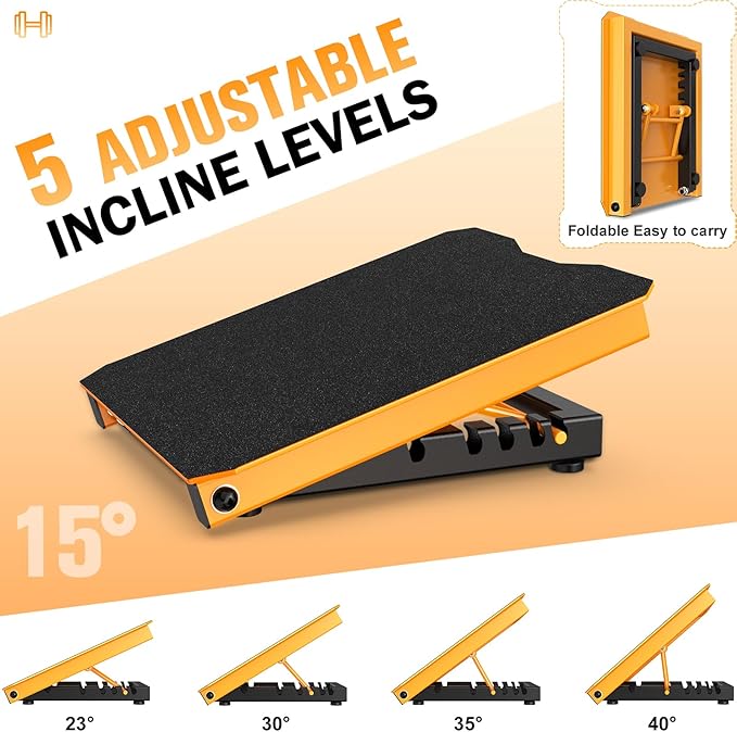 Steel Slant Board Calf Stretcher for Squat 600lbs Weight Capacity Adjustable Incline Balance Board for Relieving Plantar Fasciitis Achilles Tendonitis Muscle Injuries Home Gym or Commercial