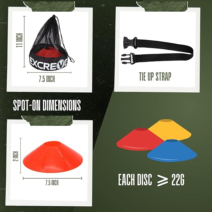 Agility Soccer Cones with Carry Bag for Sports Training - Set of 24 & 50 Orange Soccer Cones for Training Football, Basketball, Fitness - Outdoor & Indoor Drill - Coaching Practice Equipment