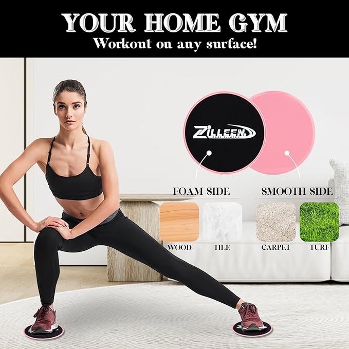 ZILLEEN Exercise Sliders for Working Out Fitness Discs for Pilates Women Men, 2 Pack