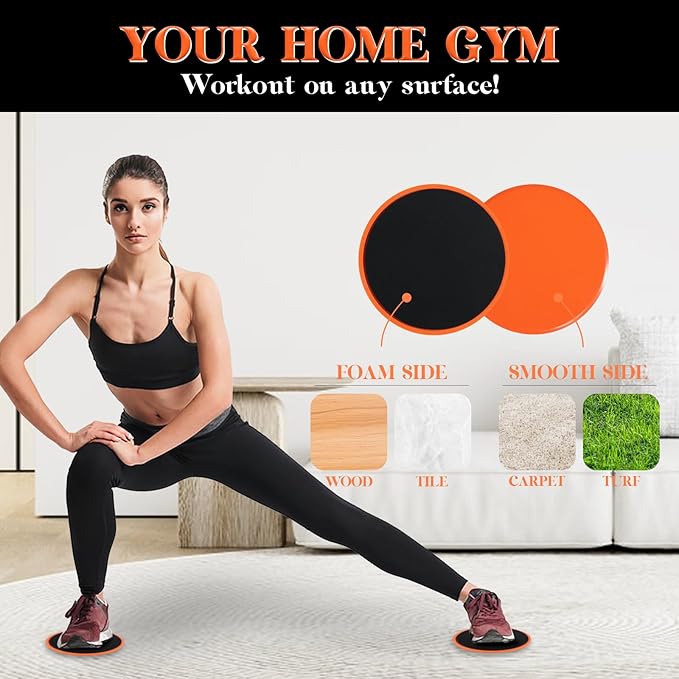 ZILLEEN Exercise Sliders for Working Out Fitness Discs for Pilates Women Men, 2 Pack