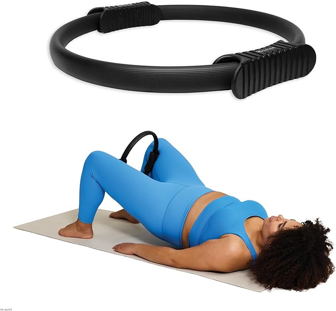 Gaiam Pilates Ring Fitness Circle - Lightweight & Durable Foam Padded Handles, Flexible Resistance Exercise Equipment for Toning Arms, Thighs/Legs & Core