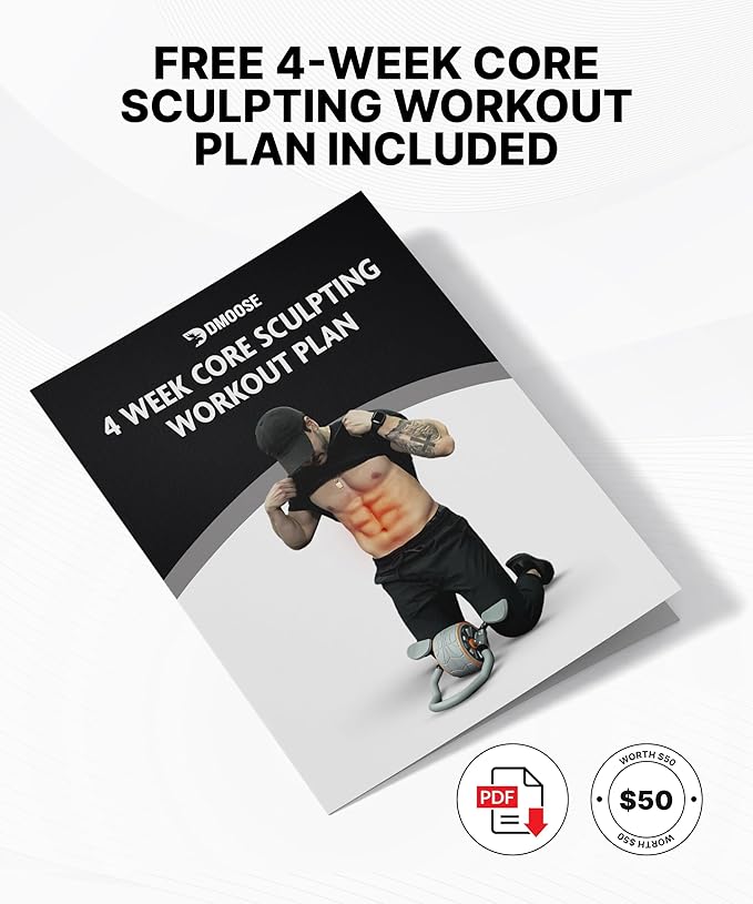 DMoose Fitness Ab Roller Wheel with Elbow Support & 2 Knee Pads - Abdominal Exercise Trainer for Core Strength Training - Ultimate Abs Workout Equipment for Home and Gym - Ab Machine for Men & Women