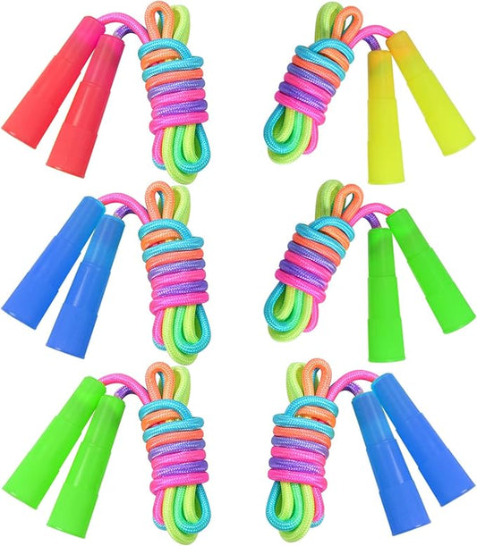 Elcoho 6 Pack Rainbow Jump Rope Set Jumping Ropes Physical Education Skipping Rope