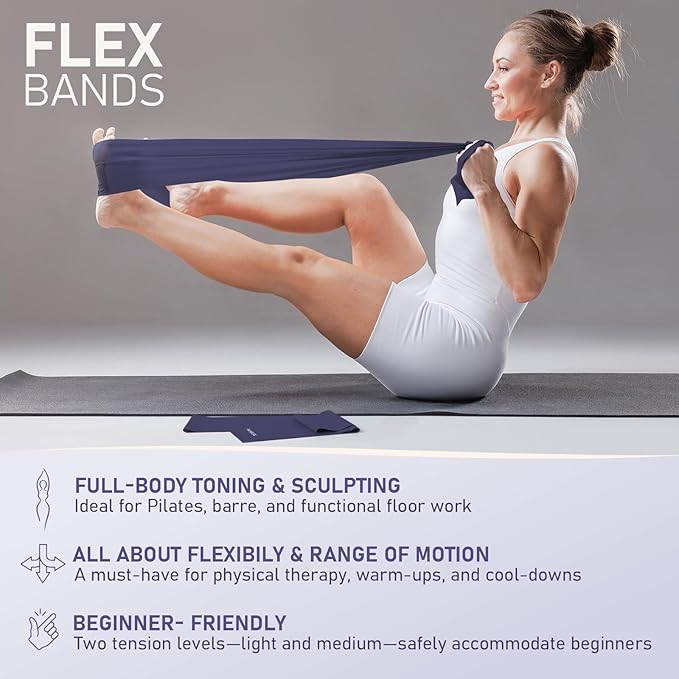 Pilates Kit, 15-Inch Pilates Ring with 1x Core Ball, 3X Resistant Loops and 2X Flex Bands, Home Pilates on Mat Essential Kit