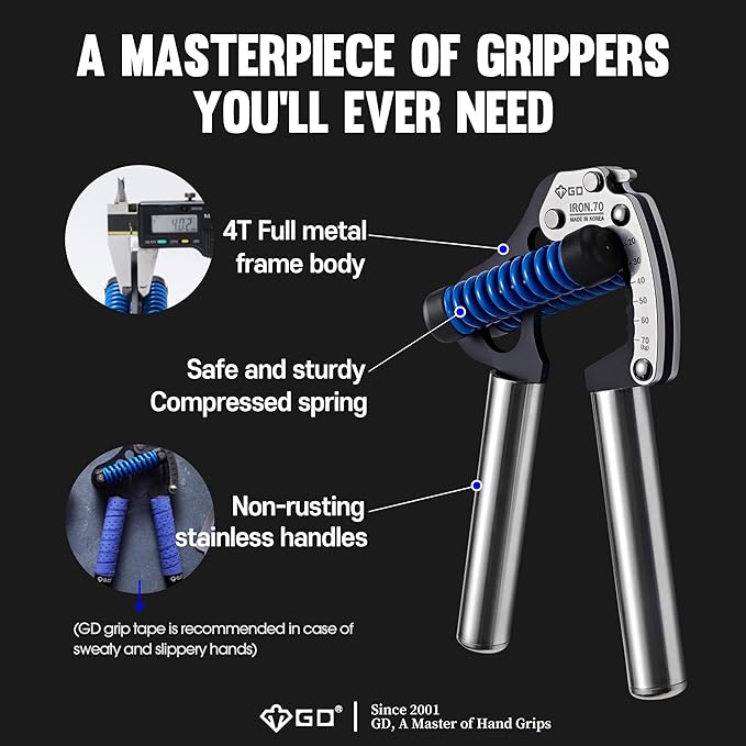 GD IRON GRIP 70 Hand Grip Strengthener (Adjustable hand grip) Wrist and Forearm Strength Trainer Hand Strengthner