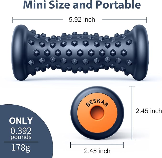 BESKAR Foot Massage Roller for Plantar Fasciitis Relief, Portable Reflexology Tool Pressure Point Massage Rollers, Deep Tissue Massages for Relieving Feet Arch Heel Pain, Myofascial Pain Syndrome