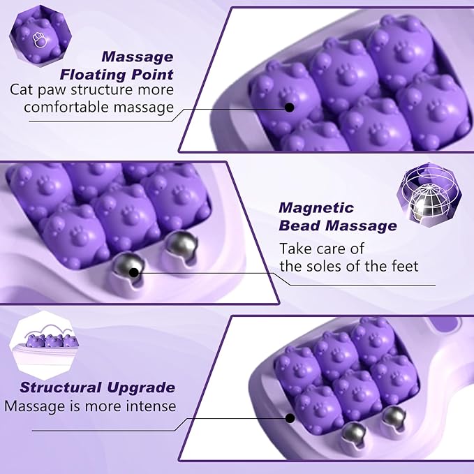 Portable Double Foot Massage Roller,Plantar Fasciitis Relief, Dual Foot Acupressure Therapy for Stress Relief and Improved Circulation, Portable Reflexology Tool for Home and Office Use (Purple)