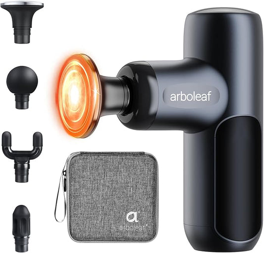 arboleaf Mini Massage Gun with Heat, Percussion Muscle Massager for Pain Relief, Portable & Quiet, Handleld Small Massager Heated, Travel Size with Case, Gift for Men & Women