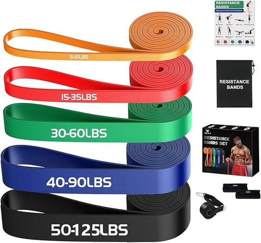 Resistance Bands Set for Men & Women - 4 Levels Exercise Band with Door Anchor, Pull Up Bands for Strength Training, Stretching, Powerlifting, Home Workouts