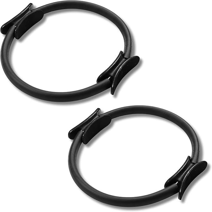 Pilates Ring Circle - 2 Pack |14" Inch Fiberglass Pilates Home Equipment | Comfortable Padded Foam Handles | Ideal for Toning, Inner Thigh and Pelvic Exercises | Use at Home, Gym Classes |