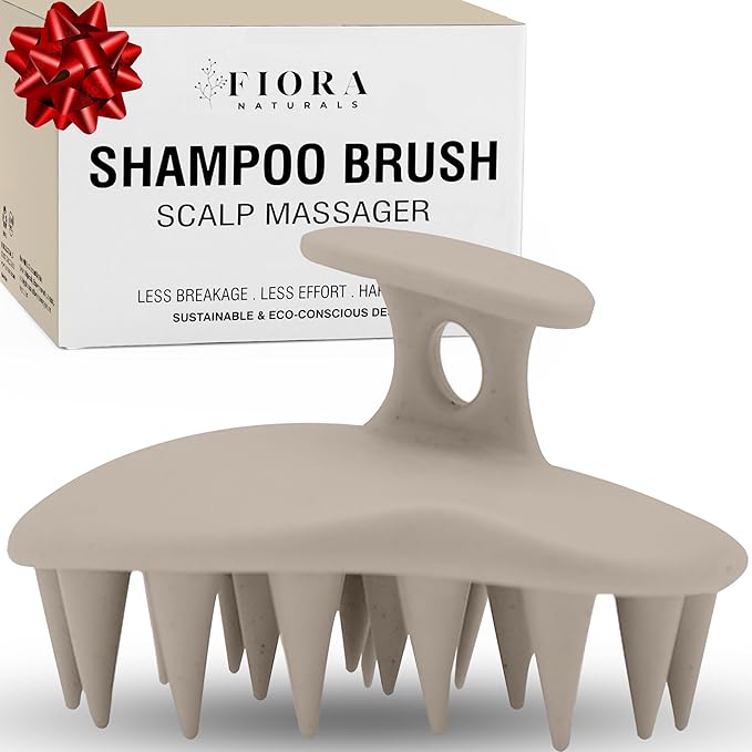 Fiora Naturals Scalp Massager Shampoo Brush - Silicon Scalp Scrubber & Exfoliator for Dandruff Removal and Hair Growth, Scalp Brush for Wet & Dry Hair, Shampoo Brush for Men, Women, Kids - BPA Free