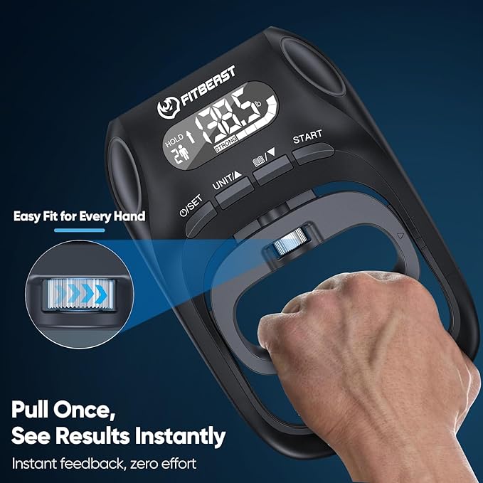FitBeast Grip Strength Tester Set with Hand Strengthening Tools – Track Progress, Build Strength & Support Hand Recovery (3-in-1 Kit)