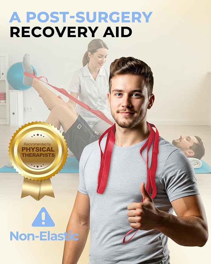 Trideer Stretching Strap Yoga Strap for Physical Therapy, 10 Loops Yoga Straps for Stretching, Non-Elastic Stretch Strap for Pilates, Exercise, Stretch Band for Women & Men