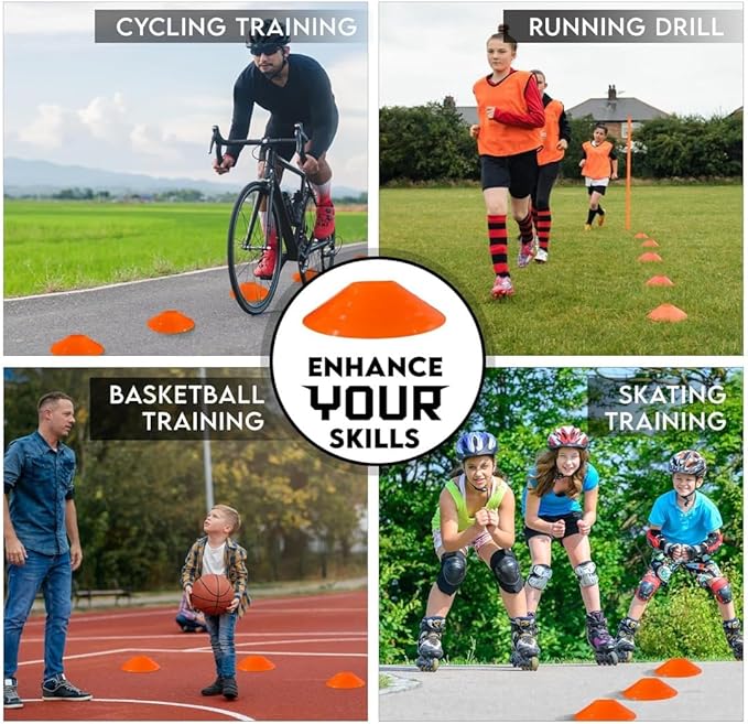 75/50/25 Pack, Pro-Grade Soccer Training Cones Set, Durable Agility Soccer Cones with Carry Bag & Strap Holder Ideal for Sports Training, Football, Soccer, Basketball- Trusted by Coaches & Athletes