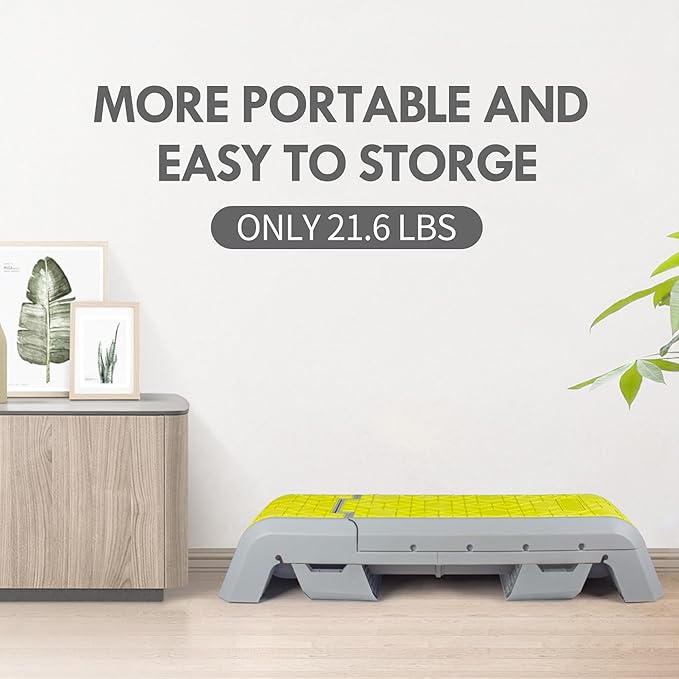 leikefitness Exercise Step Platform, Multifunctional Aerobic Deck with Cord and Adjustable Dumbbell & Weight Bench, Fitness Equipment for Workout Home Gym