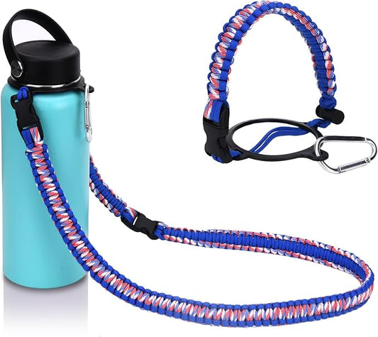 Wongeto Paracord Handle Carrier Holder with Shoulder Strap,Compatible with Hydro Flask Wide Mouth Water Bottles