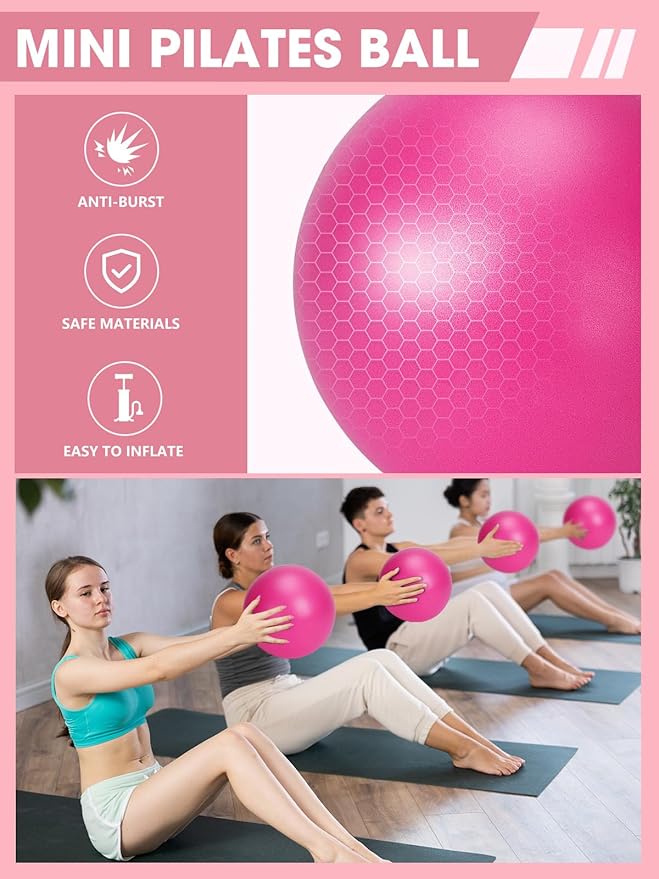 Pilates Ring Set for Home Workout, Pilates Essentials Kit for Women, [12'' Fitness Circle, Pilates Balls, Resistance Bands] Starter Set for Yoga, Exercise, Toning and Flexibility