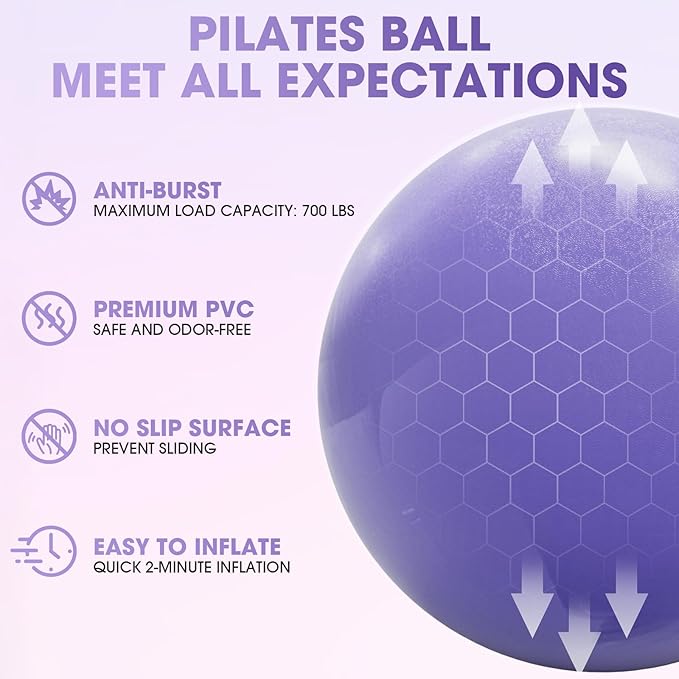 PAETA Pilates Ring Set – 14” Magic Circle (38 lbs Resistance), 9.8” Pilates Ball, 5 Resistance Bands, and Exercise Guide Included for Home Workouts
