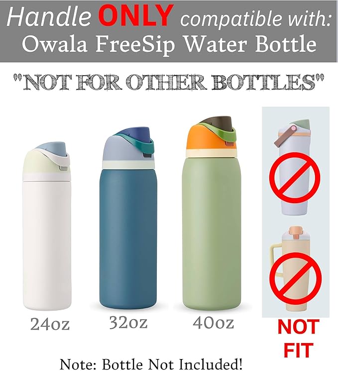 Bottle Handle for Owala FreeSip 24oz 32oz 40oz – Strong Plastic Water Bottle Holder, Durable Easy Carry Accessory for Running, Jogging, Gym, Hiking, and Drinking While Driving & More