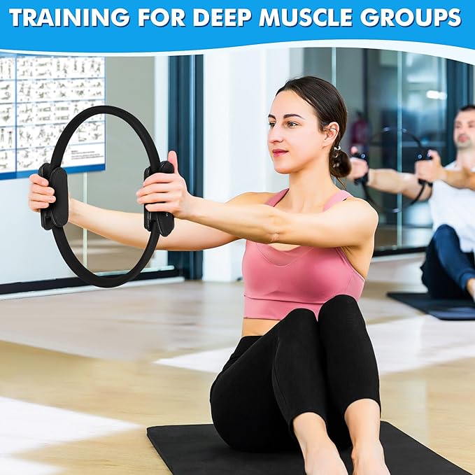 Pilates Ring Set with Resistance Bands Set, Pilates Ball, Sliding Disks – Workout Equipment Home Gym Includes Complete Fitness Poster