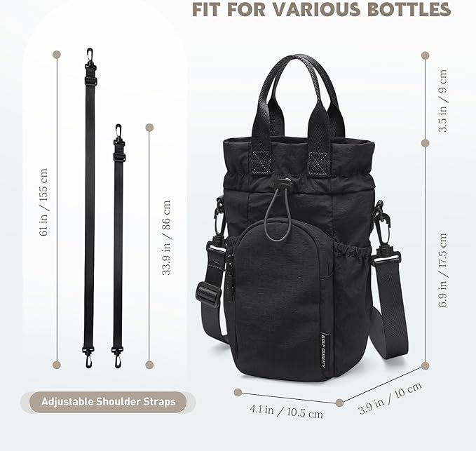 Large Water Bottle Bag for 32/40/42//64oz Water Bottle,Casual Drawstring Crossbody Water Cup Bag