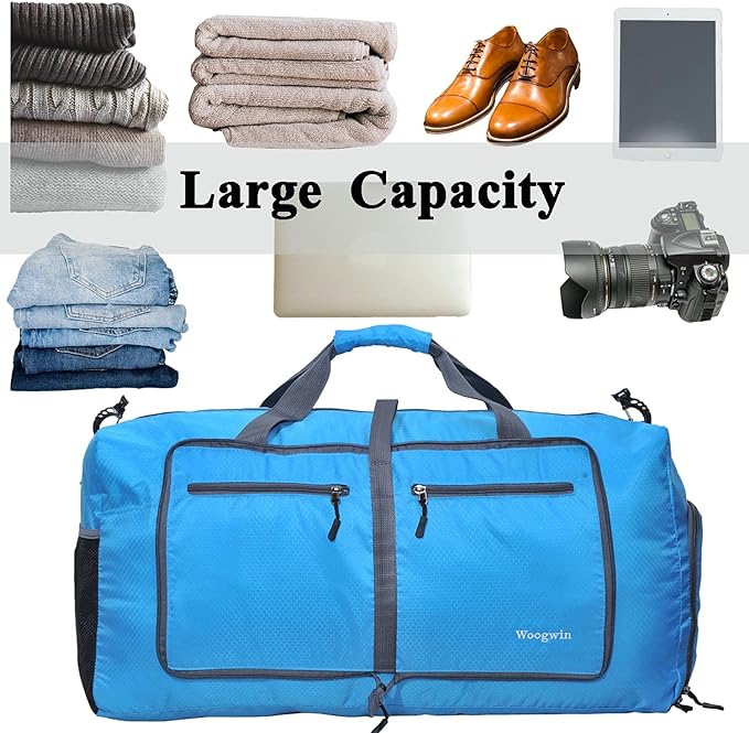Woogwin Travel Duffel Bag Large Foldable Waterproof Overnight Bag for Beach Swim Bags Pool Sports Gym