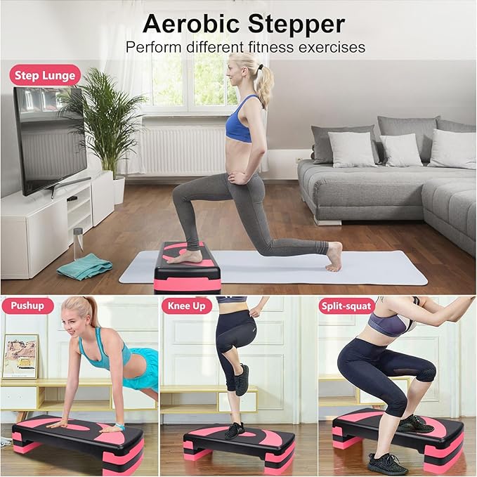 Adjustable Exercise Workout Aerobic Stepper Step Platform Trainer