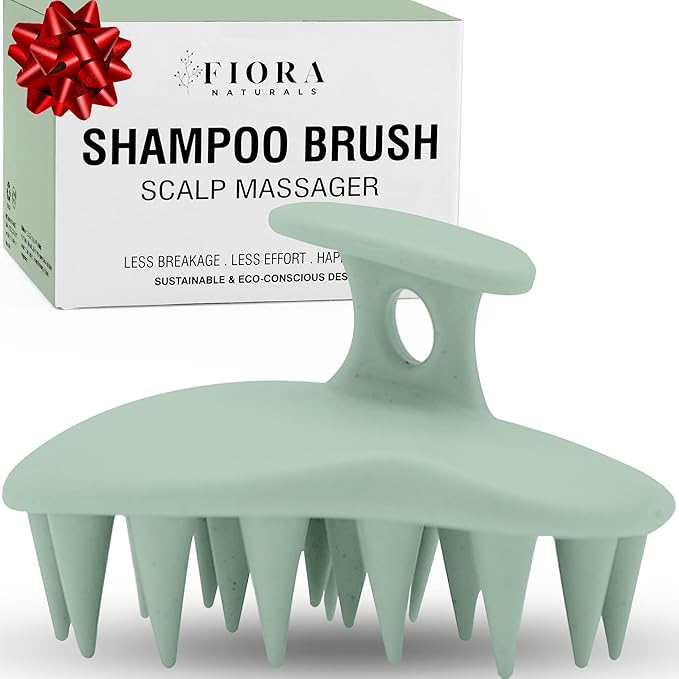 Fiora Naturals Scalp Massager Shampoo Brush - Silicon Scrubber & Exfoliator for Dandruff Removal and Hair Growth, Brush for Wet & Dry Hair, for Men, Women, Kids - BPA Free