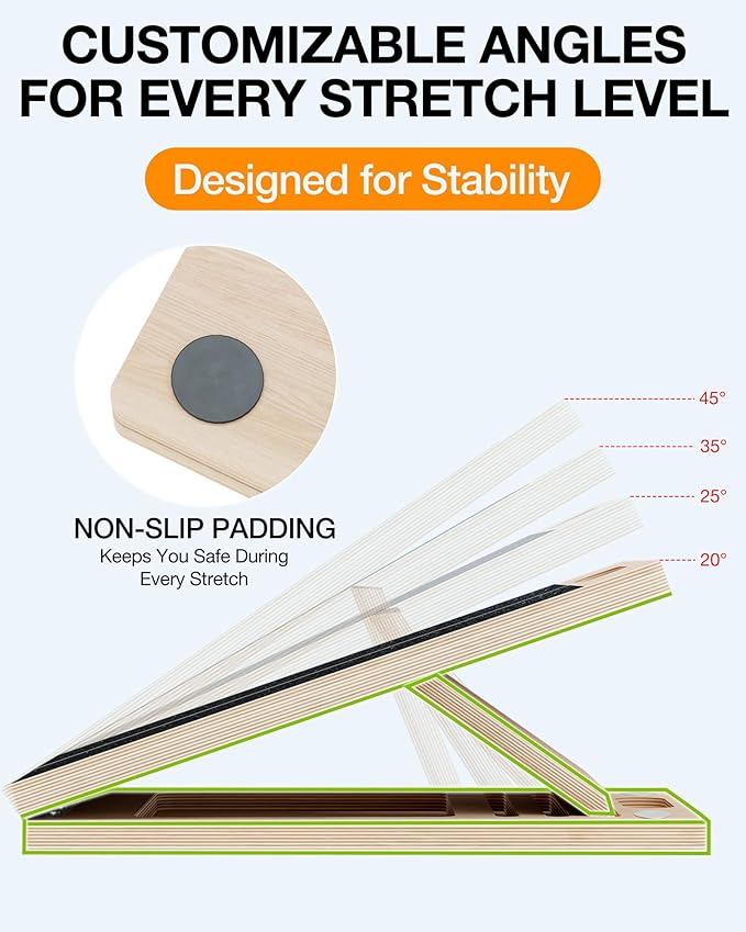 TEMI Slant Board for Calf-Stretching - Wooden Incline Wedge Stretcher for Squats, Foot & Ankle Mobility, Portable Fitness Equipment, Balance Block