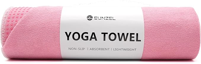 Eunzel Hot Yoga Towel - Microfiber Non Slip Yoga Mat Towel with Grip Dot Sweat Absorbent Towel for Hot Yoga, Pilates and Fitness 72" x 24", Teal/Orange