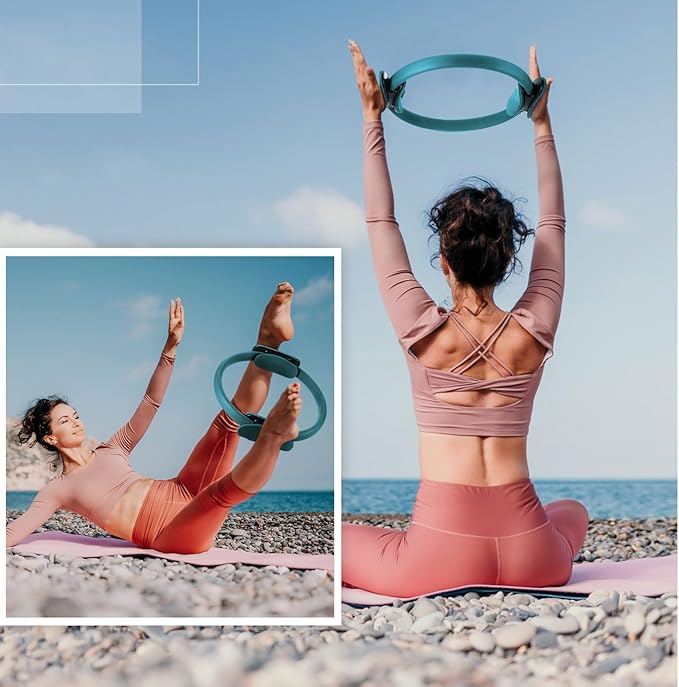 Syhood Pilates Ring 11. 81 Inch Pilates Circle Yoga Ring Magic Lightweight Flexible Workout Equipment for Fitness Physical Therapy Resistance Exercise Arms Legs