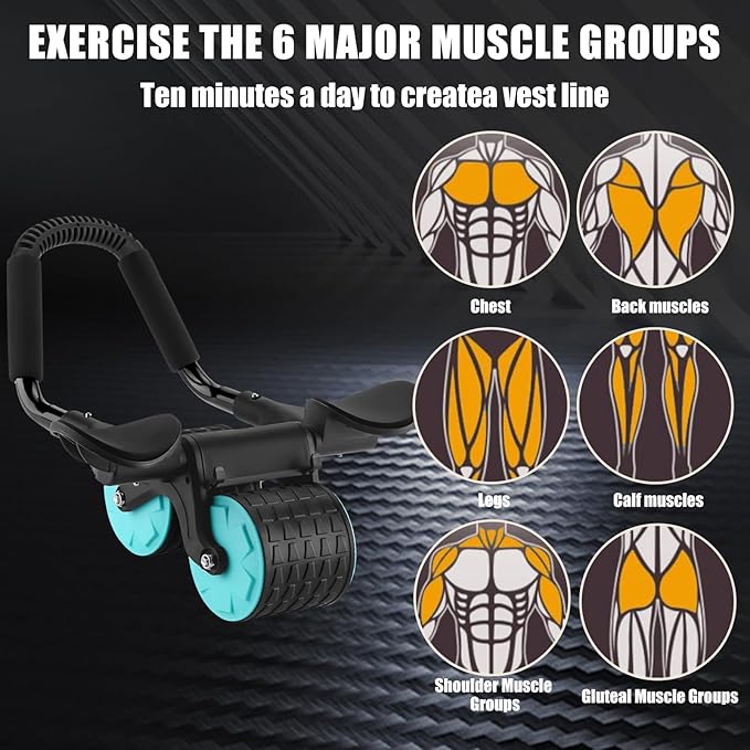 Uota Elbow Support Automatic Rebound Abdominal Wheel，Ab Roller for Abdominal Exercise Machine，Abs Workout Equipment，Dolly Core Strengthening Trainer Fitness Belly Training