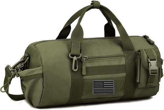 ArcEnCiel Small Tactical Duffle Bag Men Gym Pack Military Molle Shoulder Bags Shoes Storage Sports Handbag with Patch (Green)