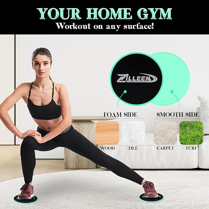 ZILLEEN Exercise Sliders for Working Out Fitness Discs for Pilates Women Men, 2 Pack
