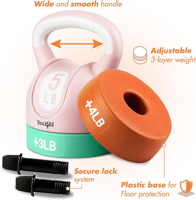 Yes4All Kettlebell Sets - Adjustable Kettlebell Set for Strength Training - Kettlebells Adjustable Weight for Versatile Workouts